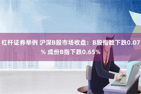 杠杆证券举例 沪深B股市场收盘：B股指数下跌0.07% 成份B指下跌0.65%